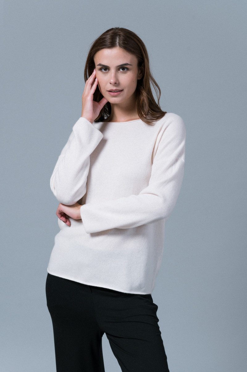Majestic Filatures Maglia scollo a barca bianco latte in 100