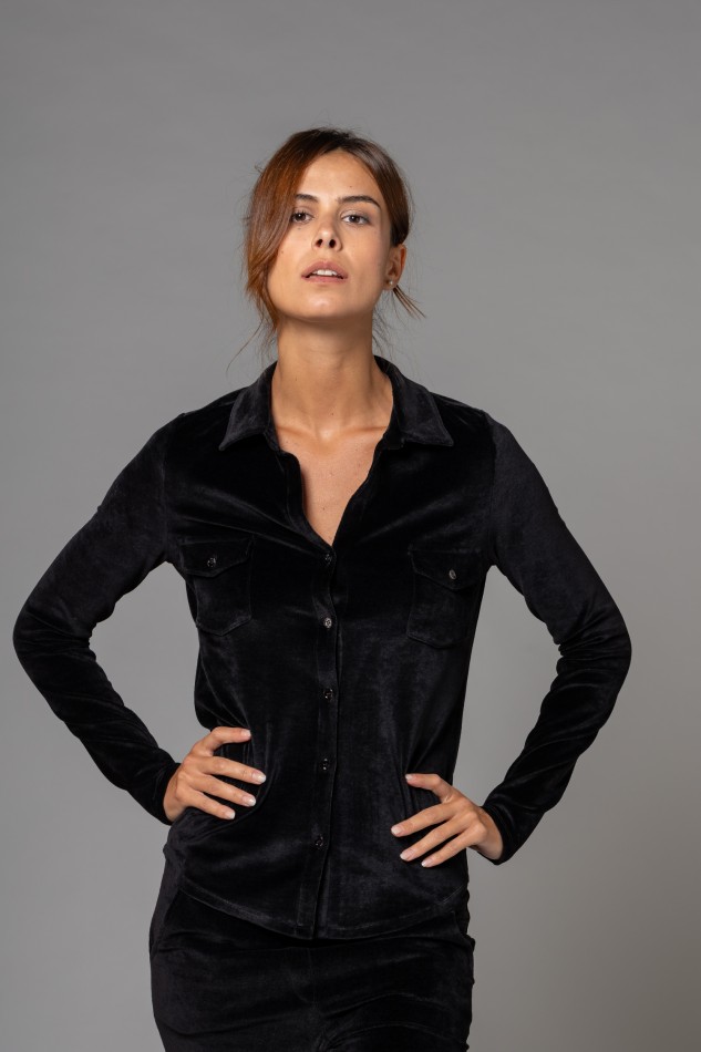 Majestic Filatures |Camicia con tasche applicate in velluto