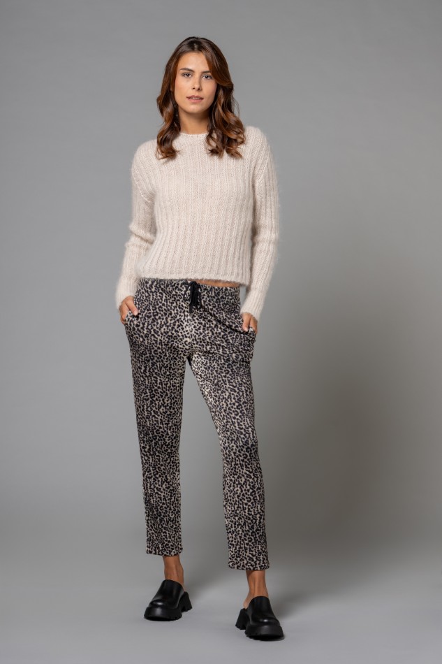 Majestic Filatures | Jogger felpati animalier con coulisse in vita