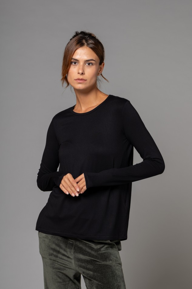 Majestic Filatures |T-Shirt con pinces sul retro in viscosa 2