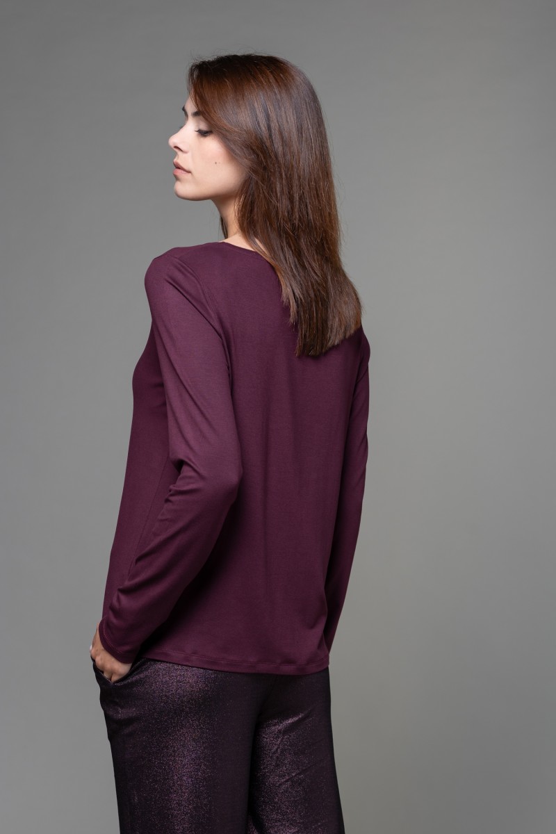 Majestic Filatures | T-shirt scollo barchetta regular in viscosa