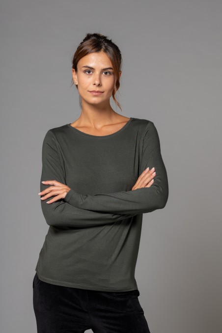 Majestic Filatures | T-shirt scollo barchetta regular in viscosa