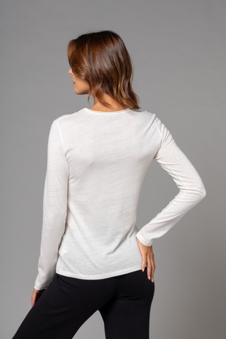 Majestic Filatures |T-shirt girocollo rolotè in cotone e cashmere