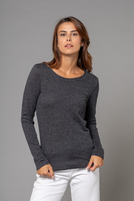 Majestic Filatures |T-shirt girocollo rolotè in cotone e cashmere