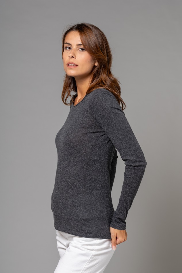 Majestic Filatures |T-shirt girocollo rolotè in cotone e cashmere 2