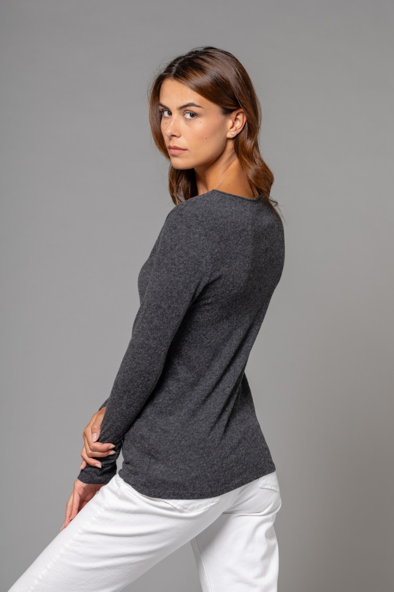 Majestic Filatures |T-shirt girocollo rolotè in cotone e cashmere