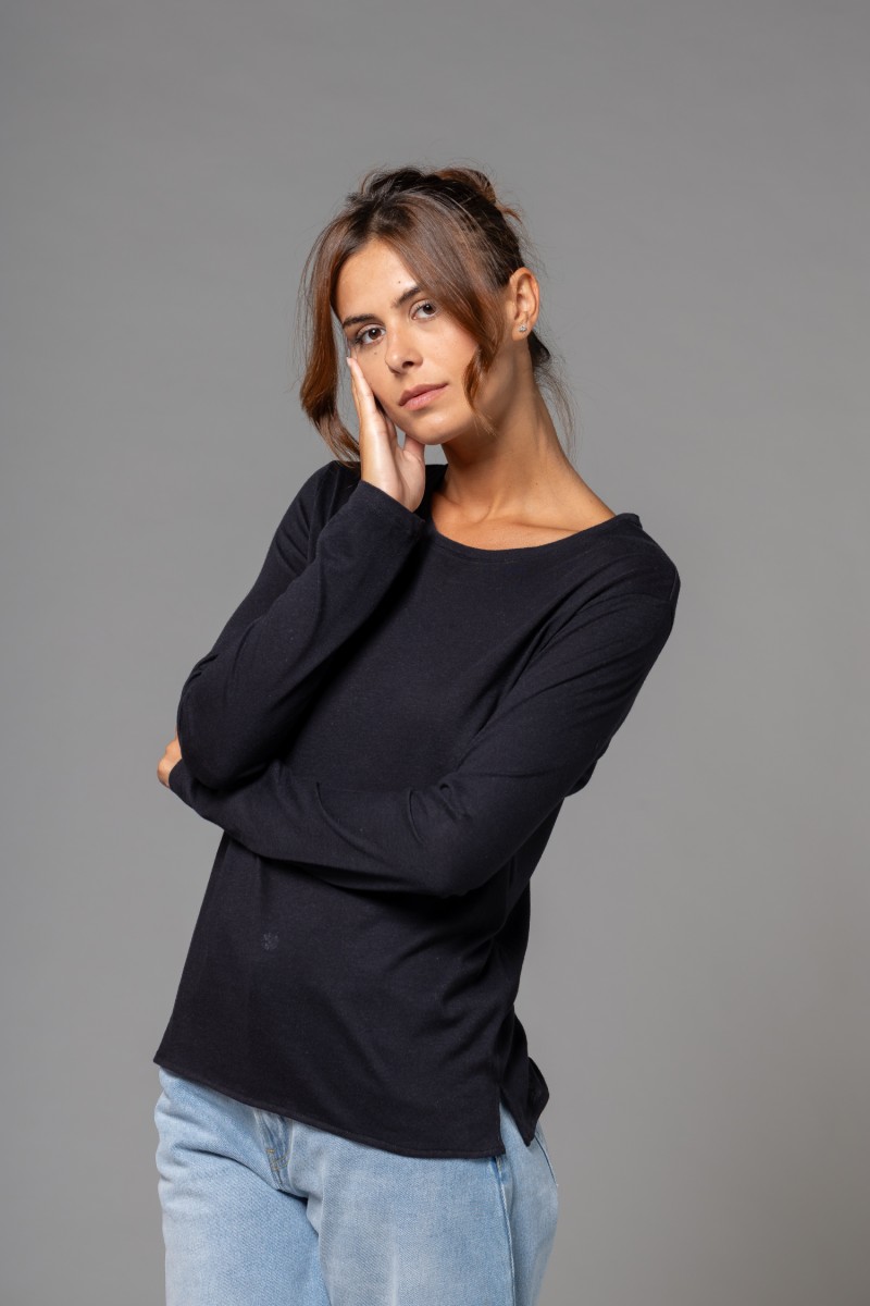 Majestic Filatures | T-shirt girocollo regular in cotone e cashmere