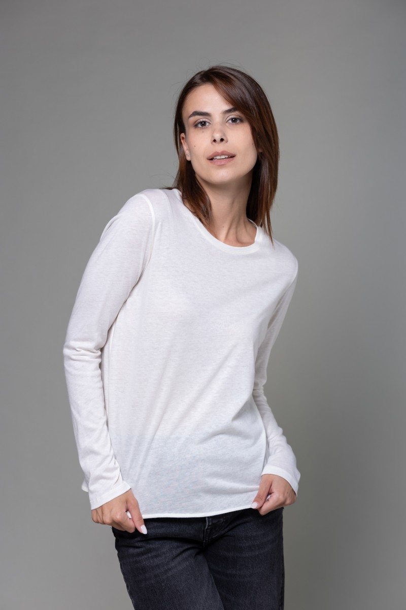Majestic Filatures | T-shirt girocollo regular in cotone e cashmere