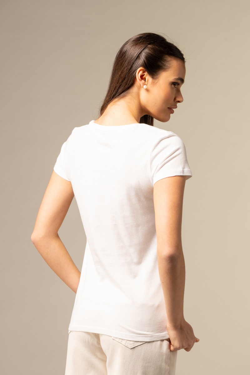 Majestic Filatures | T-shirt scollo a V basica in Cotone Deluxe