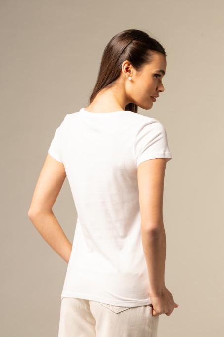 Majestic Filatures | T-shirt scollo a V basica in Cotone Deluxe