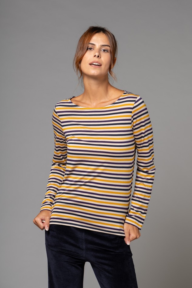 Majestic Filatures |T-shirt rigata in Liyocell