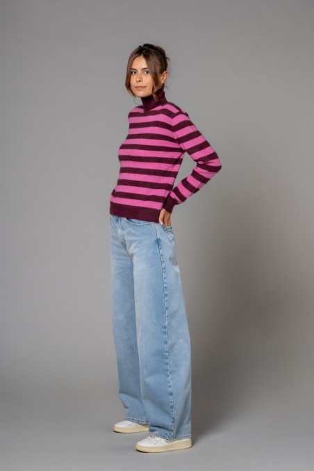 Majestic Filatures |Maglia in raccoon dolcevita a righe