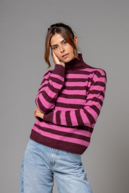 Majestic Filatures |Maglia in raccoon dolcevita a righe