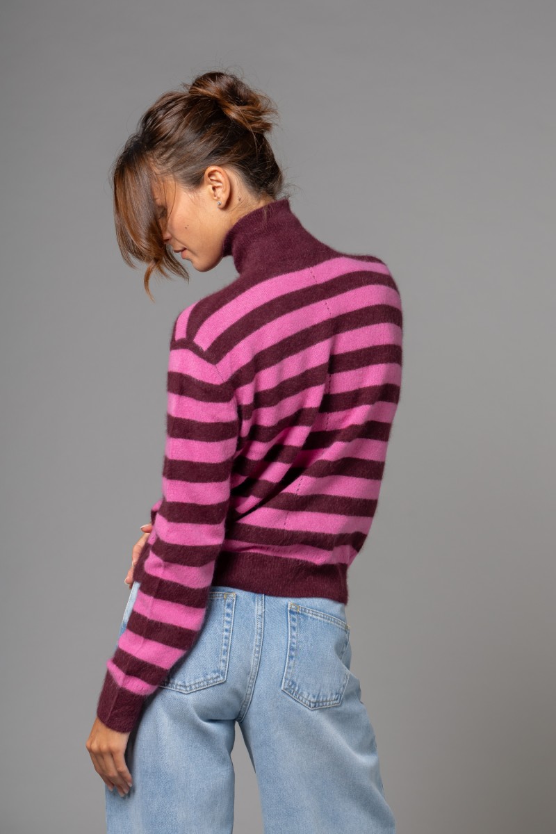 Majestic Filatures |Maglia in raccoon dolcevita a righe
