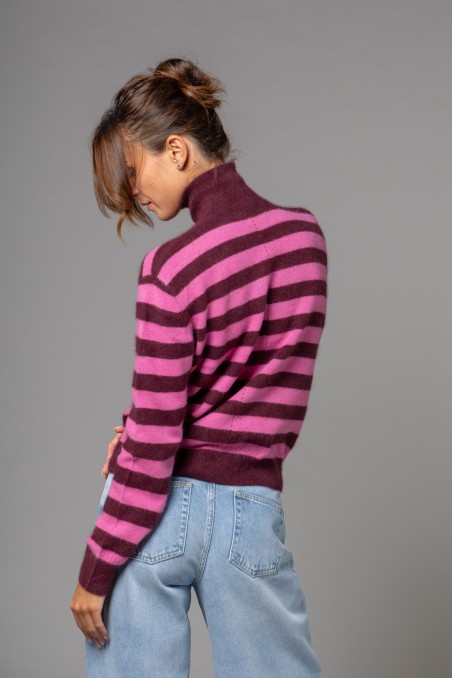 Majestic Filatures |Maglia in raccoon dolcevita a righe
