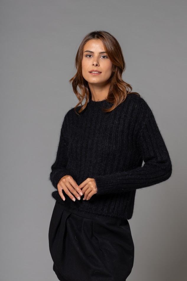 Majestic Filatures |Maglia girocollo in mohair e lana merinos