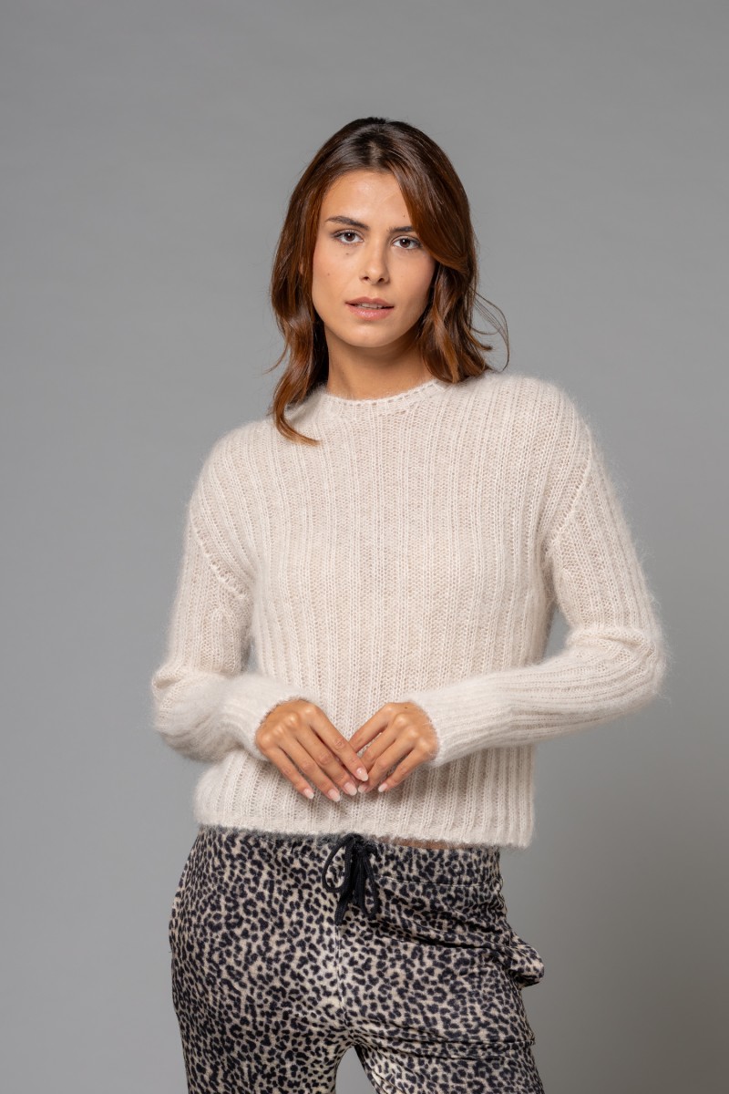 Majestic Filatures |Maglia girocollo in mohair e lana merinos