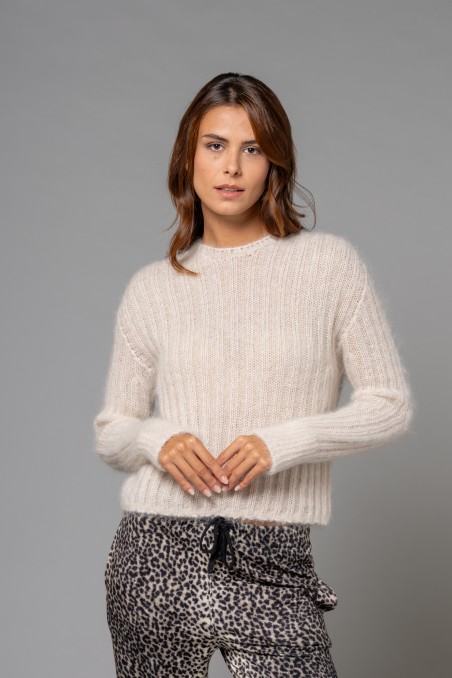 Majestic Filatures |Maglia girocollo in mohair e lana merinos