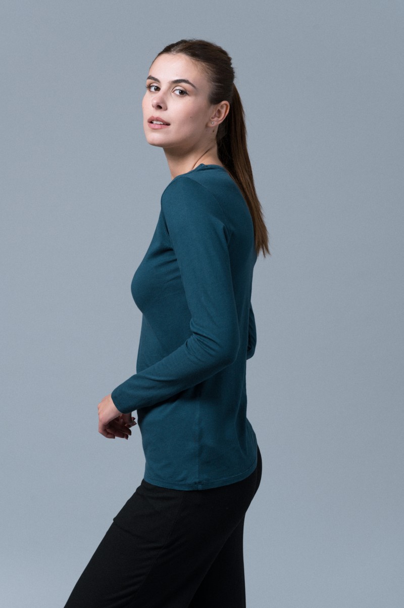 Majestic Filatures | T-shirt basica a maniche lunghe in Cotone Deluxe