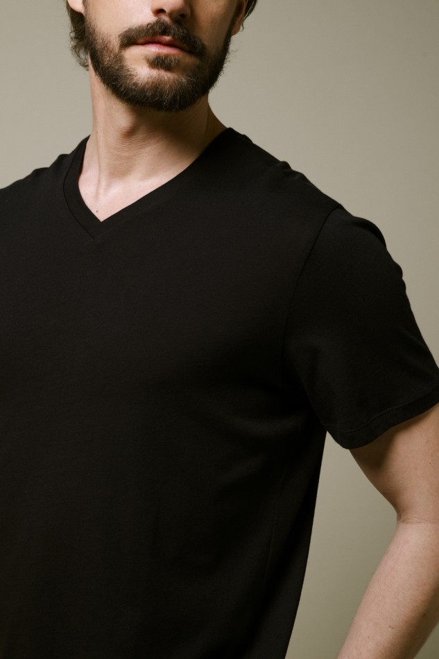 Majestic Filatures | T-shirt scollo a V e maniche corte in Cotone Silk Touch 2