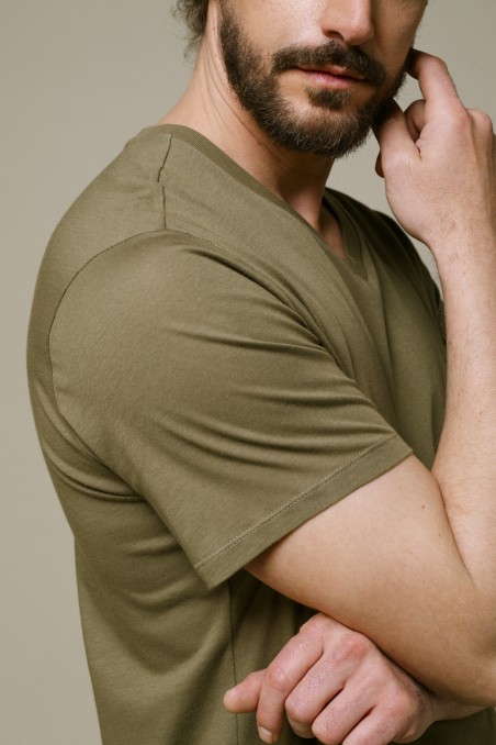 Majestic Filatures | T-shirt scollo a V e maniche corte in Cotone Silk Touch