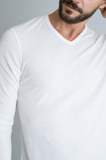 Majestic Filatures | T-shirt scollo a V in cotone e cashmere