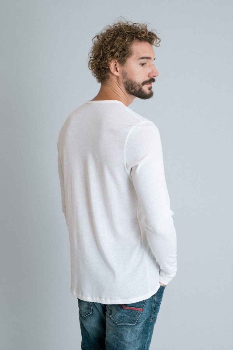 Majestic Filatures | T-shirt scollo a V in cotone e cashmere