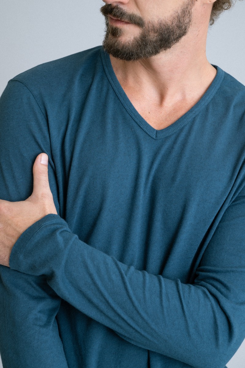 Majestic Filatures | T-shirt scollo a V in cotone e cashmere