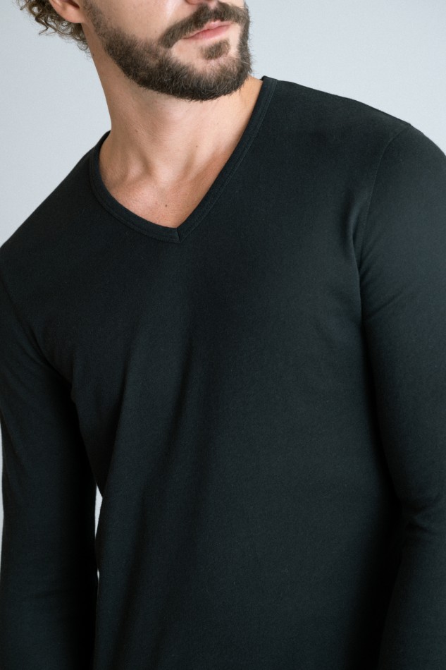 Majestic Filatures | T-shirt scollo a V in cotone e cashmere 2