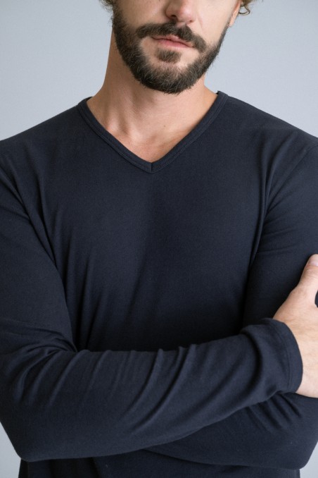 Majestic Filatures | T-shirt scollo a V in cotone e cashmere