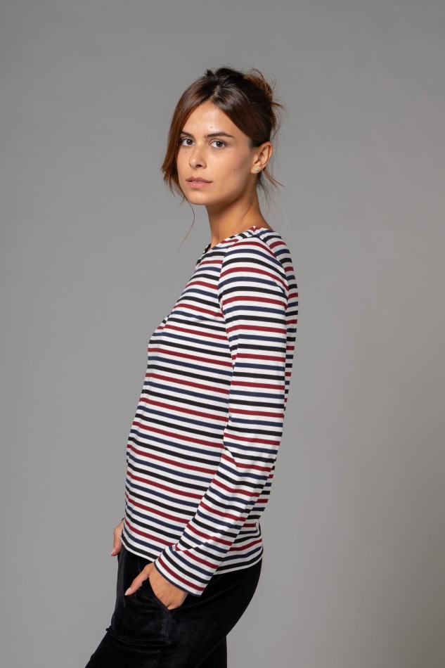 Majestic Filatures |T-shirt rigata in Liyocell 2