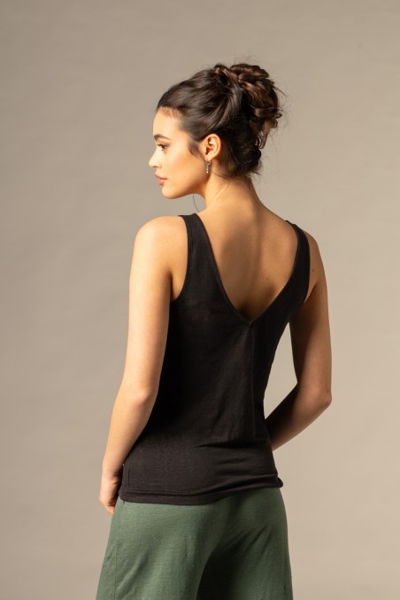 Majestic Filatures | Canotta in lino con doppio scollo a V