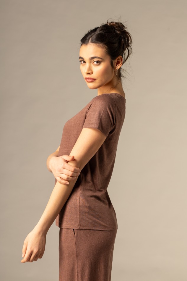 Majestic Filatures |T-shirt bianca basica in lino