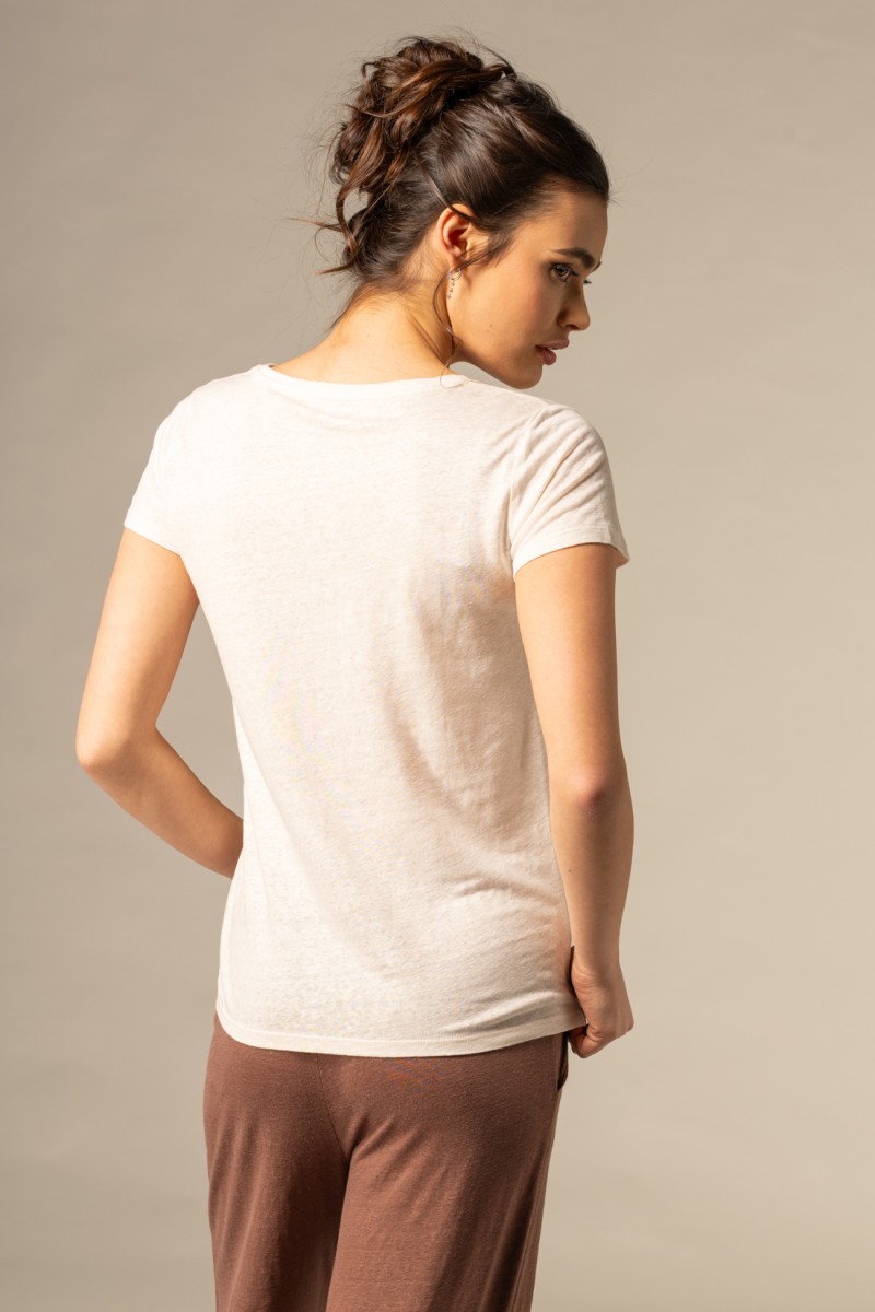 Majestic Filatures |T-shirt scollo a V basica in lino