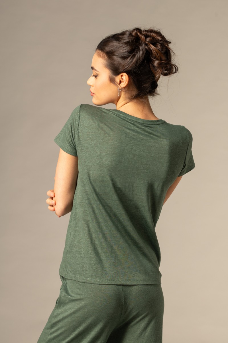 Majestic Filatures |T-shirt scollo a V basica in lino