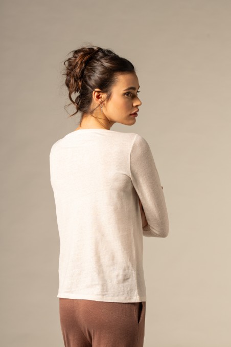 Majestic Filatures |T-shirt scollo a barchetta regular in lino
