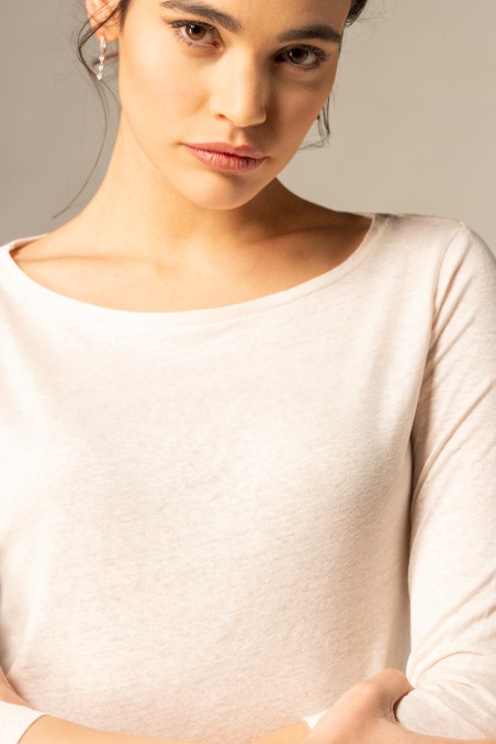 Majestic Filatures |T-shirt scollo a barchetta regular in lino