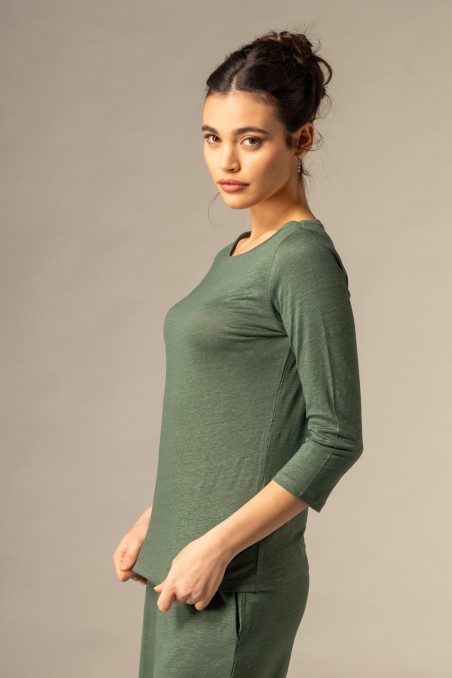 Majestic Filatures |T-shirt scollo a barchetta regular in lino