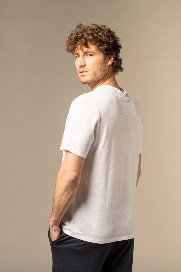 Majestic Filatures | T-Shirt in lino girocollo e manica corta