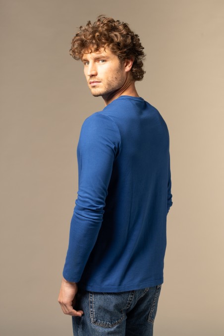 Majestic Filatures | T-shirt grigio scuro girocollo e maniche lunghe in Cotone Organico