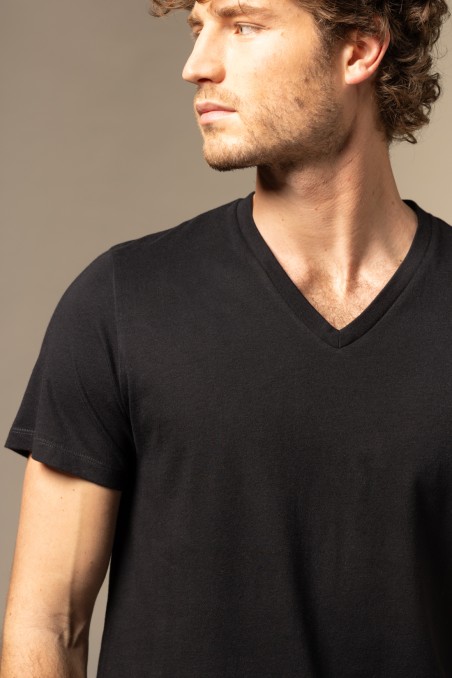 T-Shirt scollo a v in cotone Deluxe