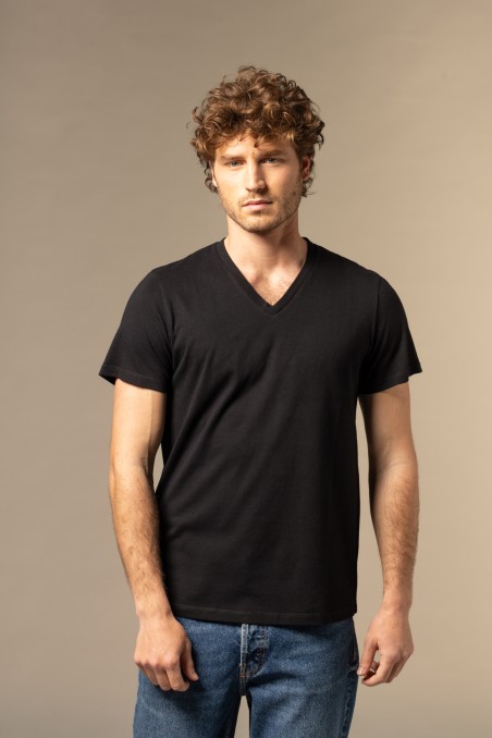 T-Shirt scollo a v in cotone Deluxe