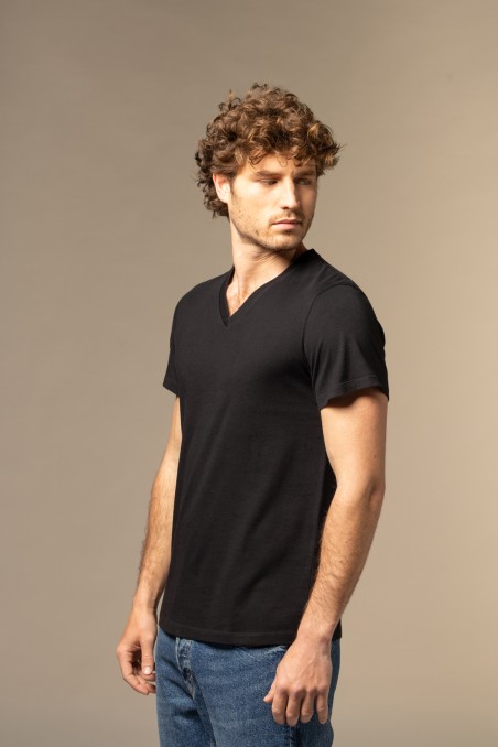 T-Shirt scollo a v in cotone Deluxe