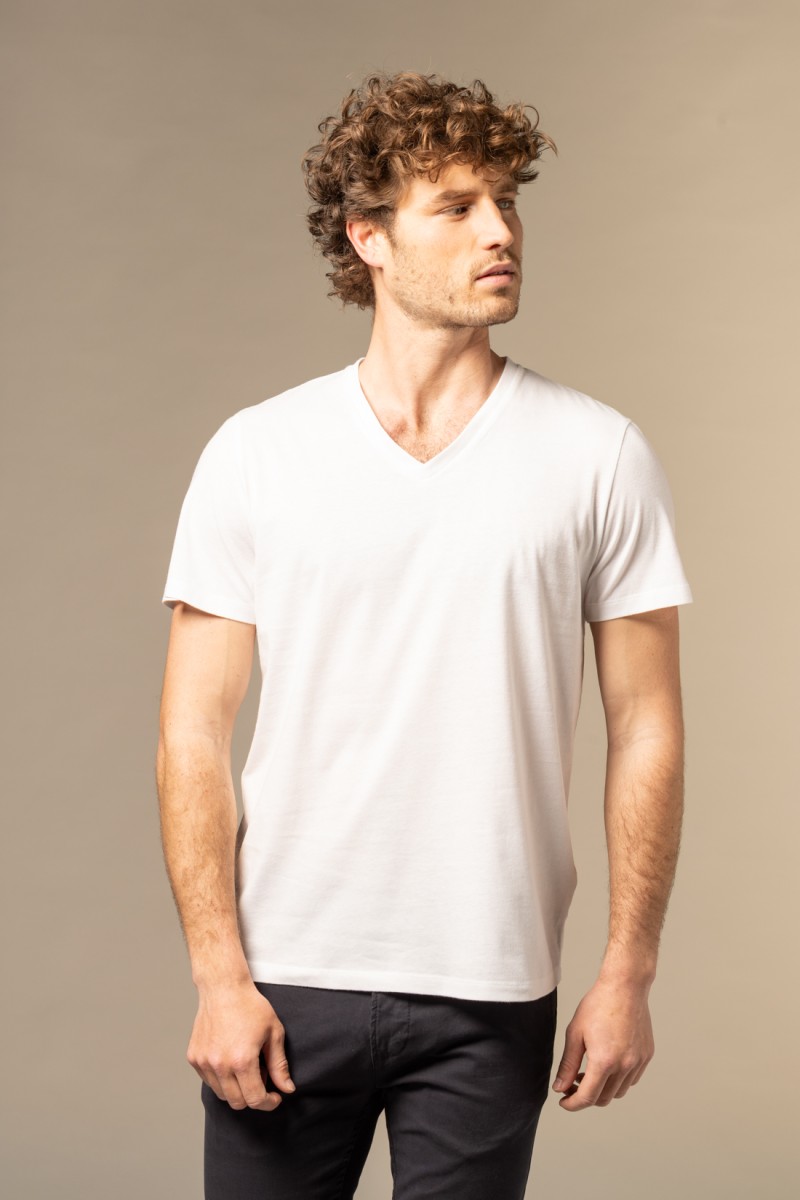 T-Shirt scollo a v in cotone Deluxe