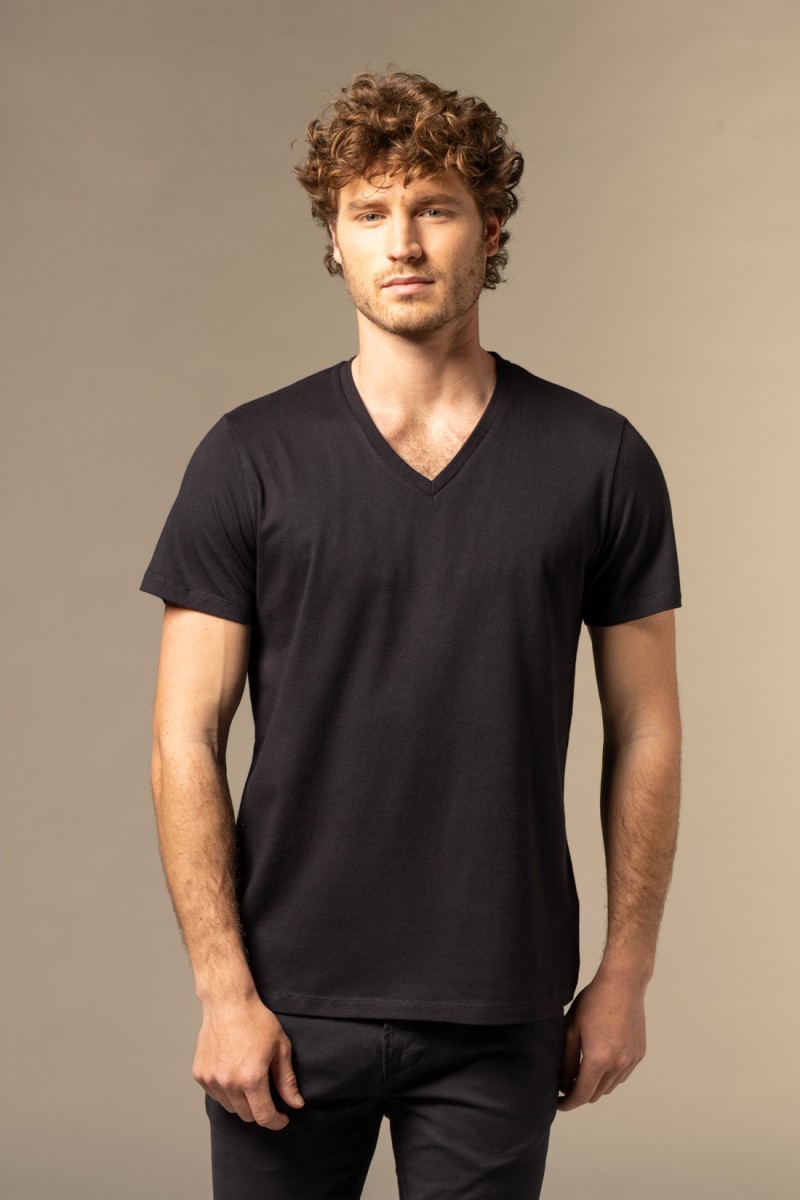 T-Shirt scollo a v in cotone Deluxe
