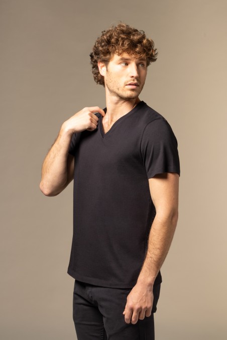 T-Shirt scollo a v in cotone Deluxe