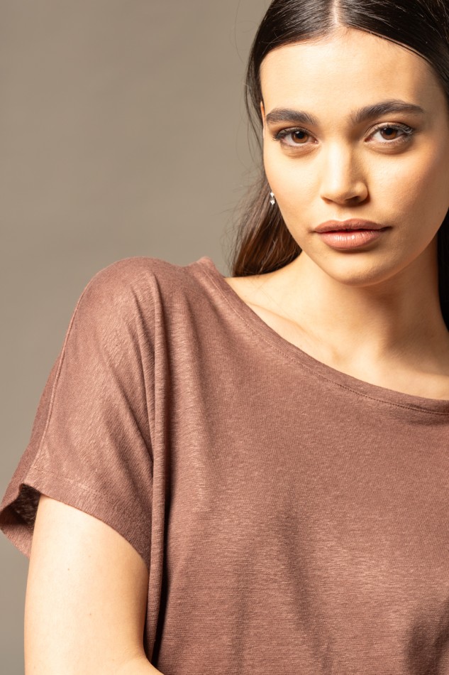 Majestic Filatures | T-Shirt over con scollo a barca e maniche corte