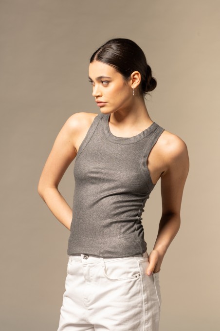 Majestic Filatures | Canotta in viscosa Lurex a costina