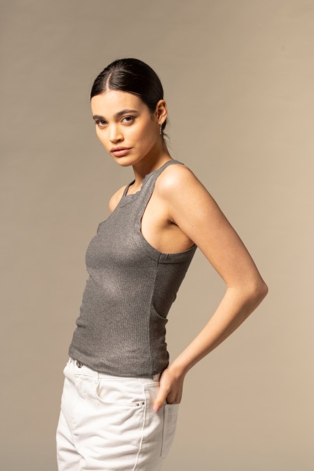 Majestic Filatures | Canotta in viscosa Lurex a costina