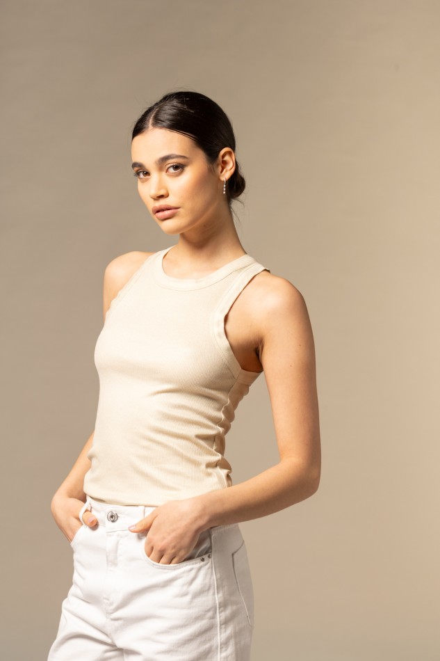 Majestic Filatures | Canotta in viscosa Lurex a costina